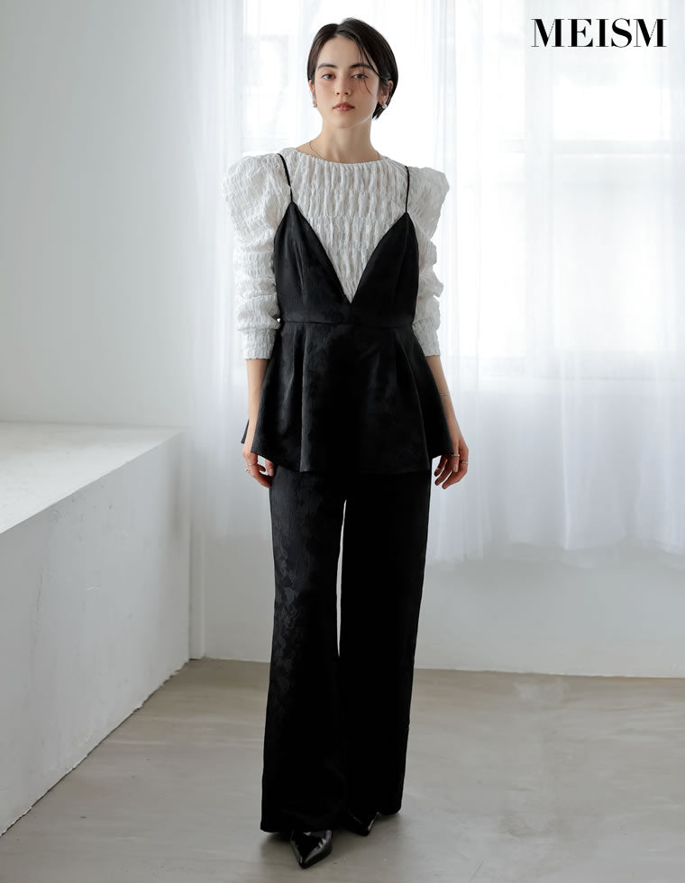 ジャガードペプラムキャミオールインワン - オールインワン通販 | 人気