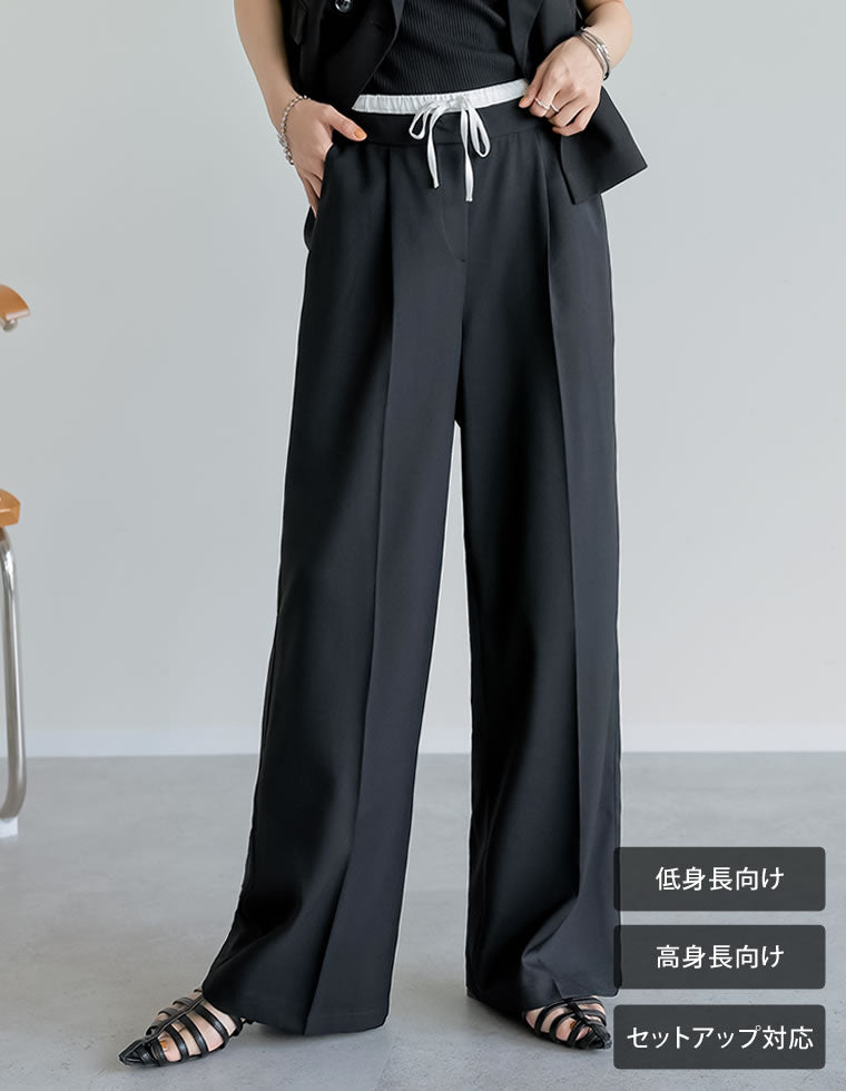 リネンライクダブルウエストスラックス - パンツ通販 | 人気レディース