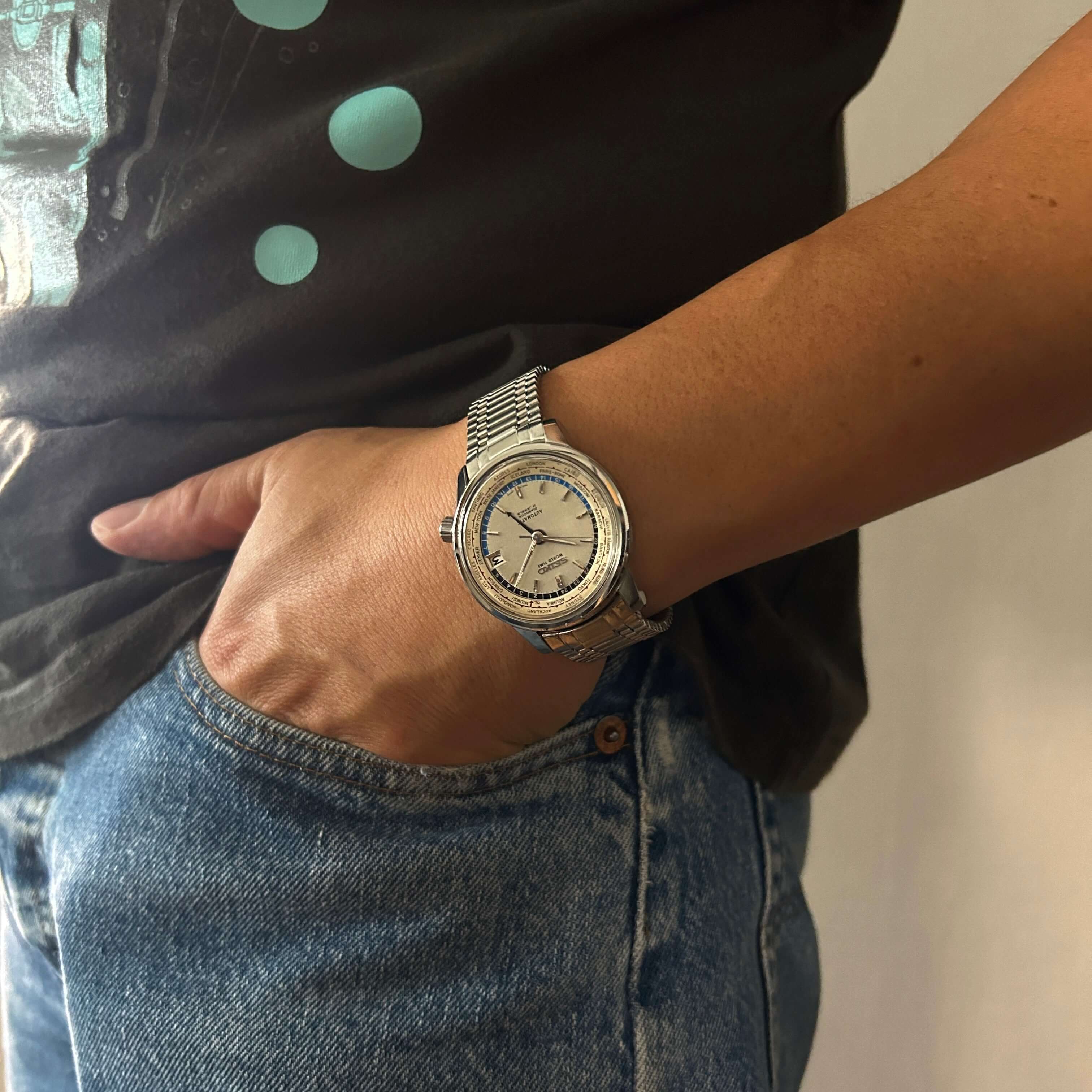 SEIKO】セイコーワールドタイム1st 6217-7000 東京五輪Silver 純正