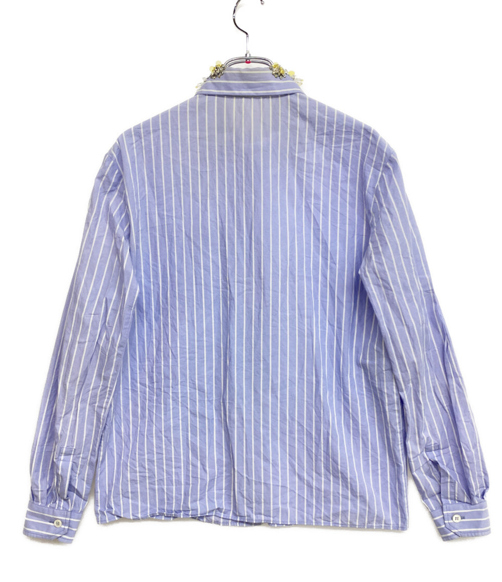 MIU MIU 装飾デザインストライプ長袖シャツ レディース SIZE 36 ミュウ