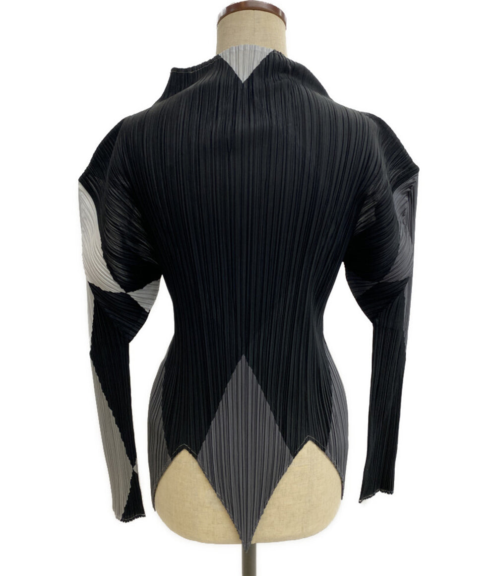 美品 PLEATS PLEASE カットソー ダイヤチェック柄 モノトーン PP64