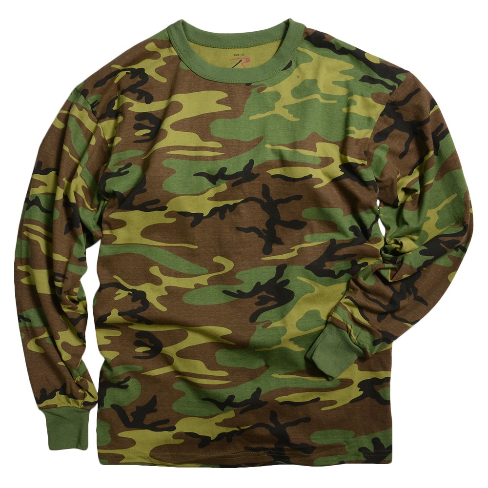 Rothco Tシャツ 長袖 ウッドランドカモ 6778 | ミリタリーショップ