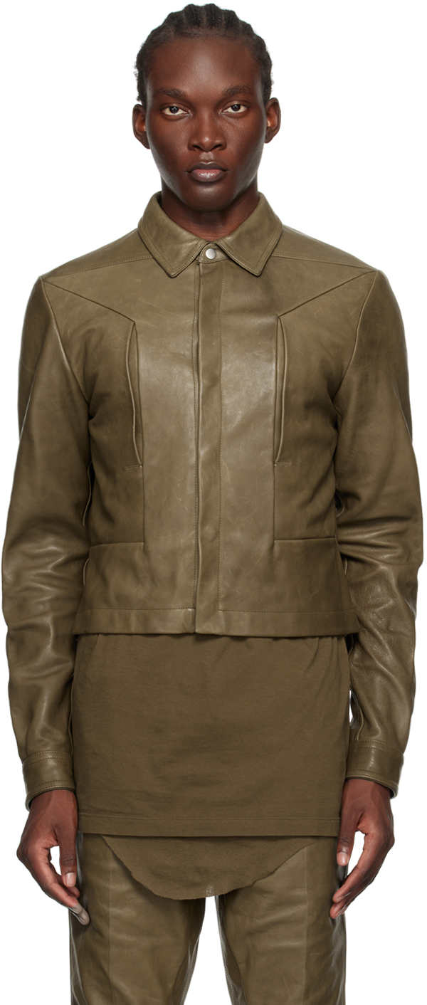 Khaki Porterville Alice Strobe Leather Jacket – On Sale Now with