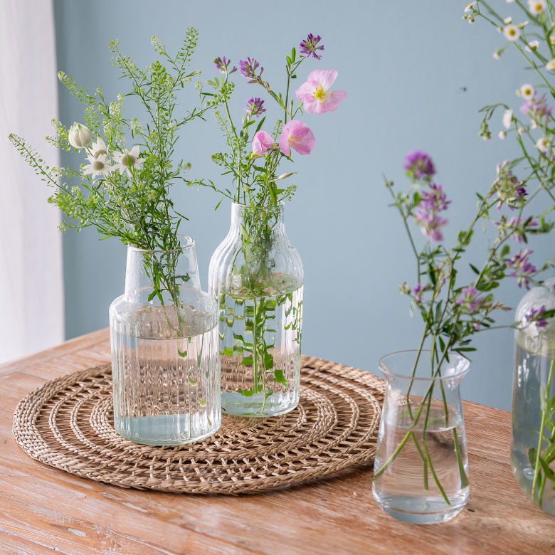 フラワーベース 花瓶 ガラス クリア 直径 9cm 高さ 20cm [90426