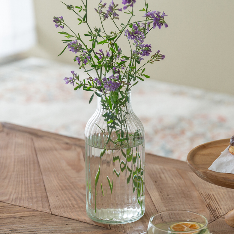 フラワーベース 花瓶 ガラス クリア 直径 9cm 高さ 20cm [90426