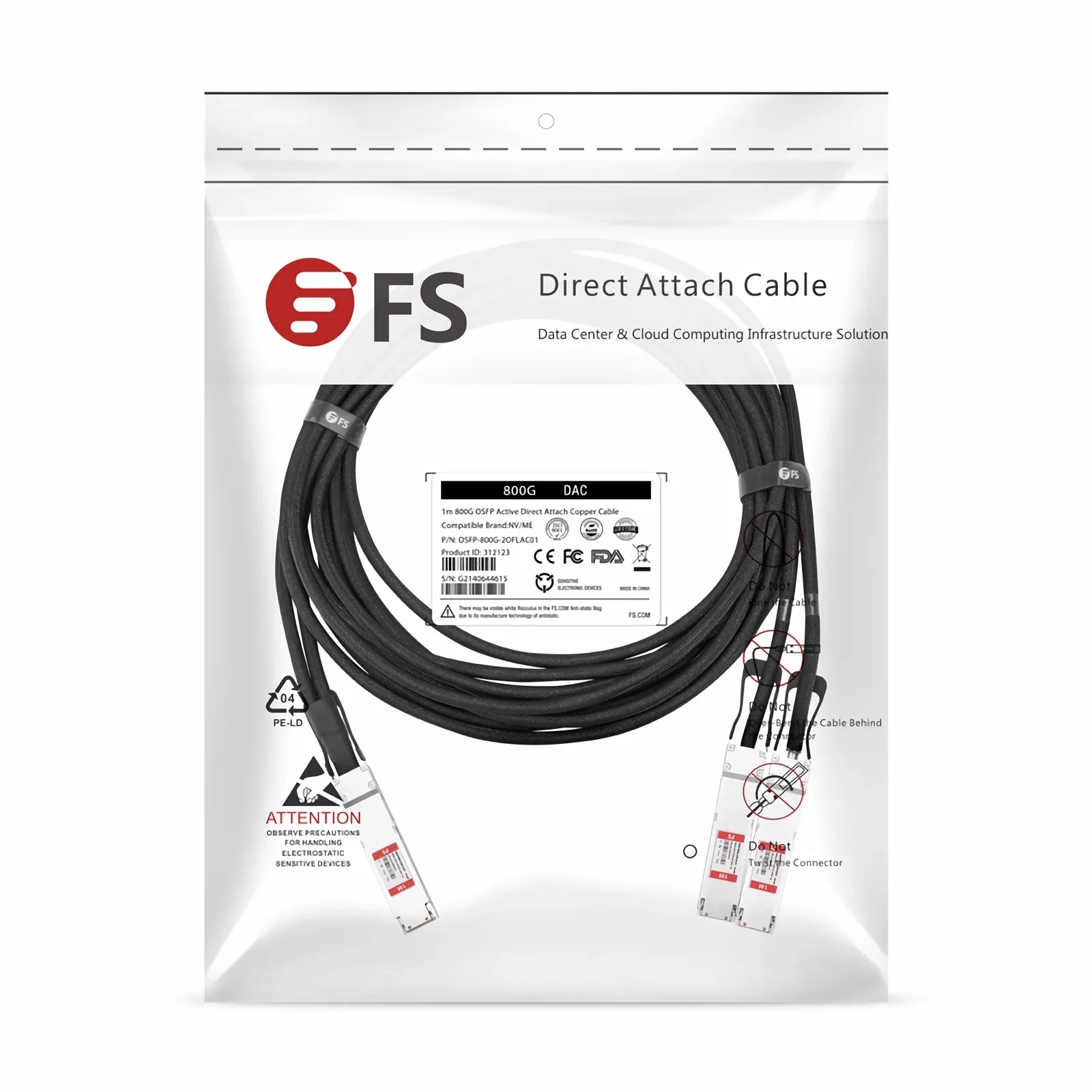 5m (16ft) NVIDIA/Mellanox MCA7J60-N005 Compatible 800G OSFP Finned