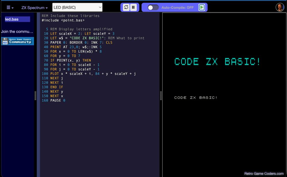 Compiled ZX Spectrum BASIC and Z88DK Added to Online Retro IDE