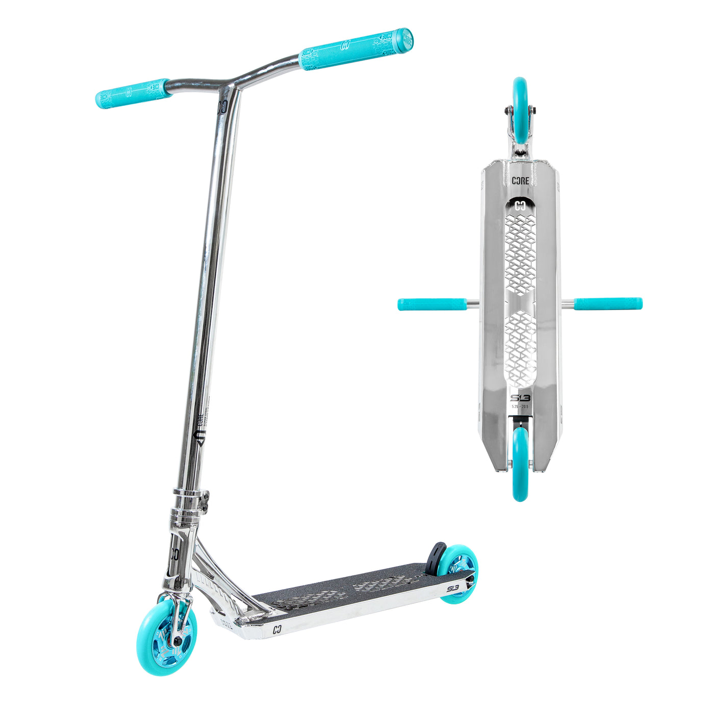 CORE SL3 Complete Stunt Scooter - Chrome/Teal - CORE Action Sports