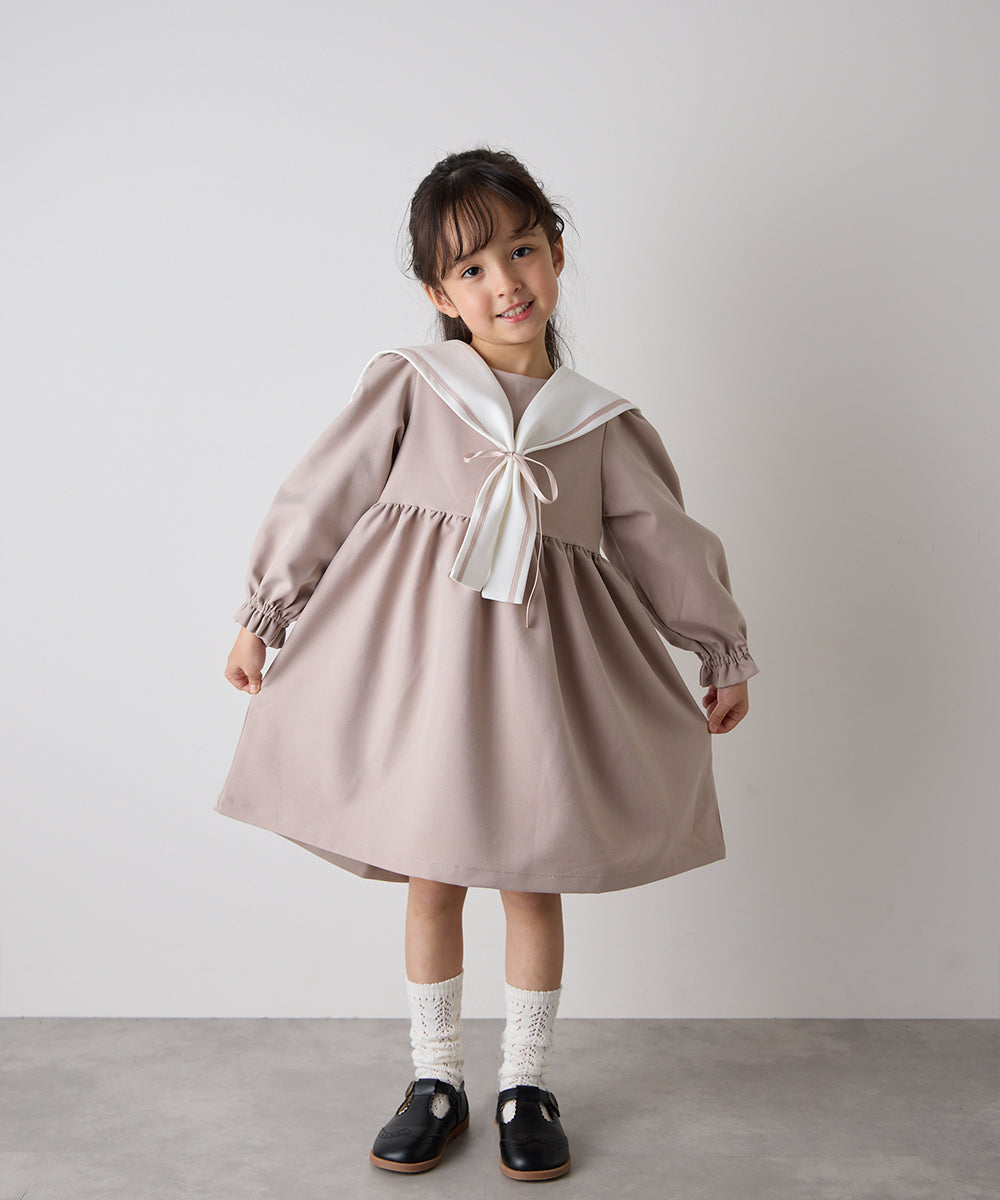 配色セーラーカラーリボンセレモニーワンピース