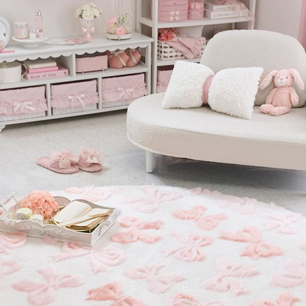 今ならポイント10倍 ♪～3/16 AM10:00まで】ふわふわリボンラグ(円形