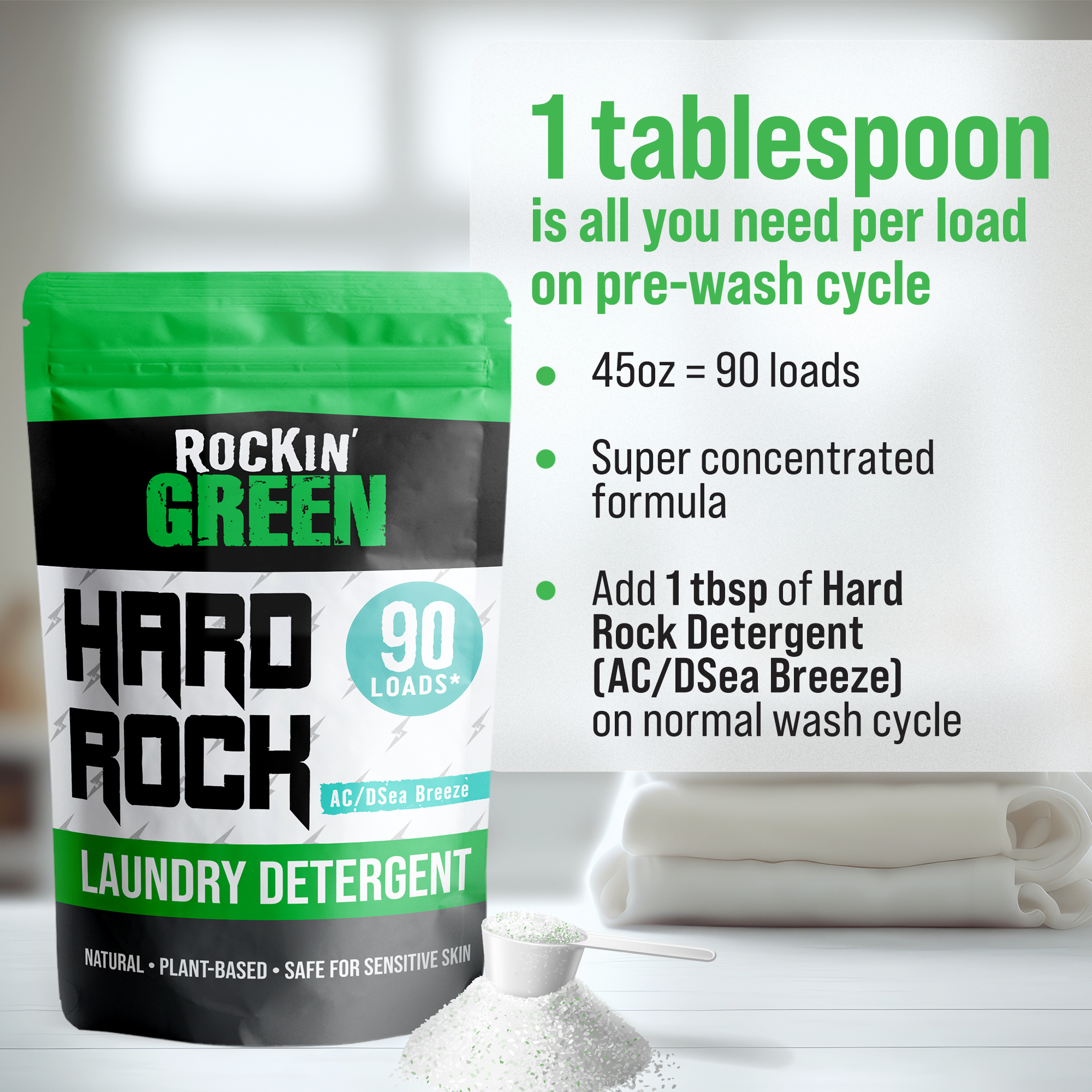 AC/DSea Breeze Hard Rock Laundry Detergent - Rockin Green
