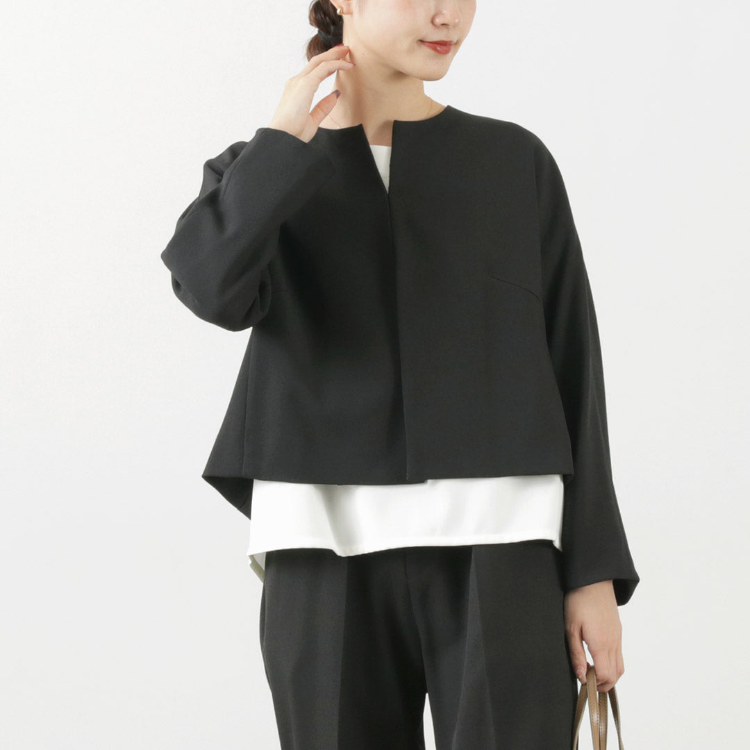 WHYTO.（ホワイト） ノーカラー ショート ジャケット｜ROCOCO ONLINE STORE