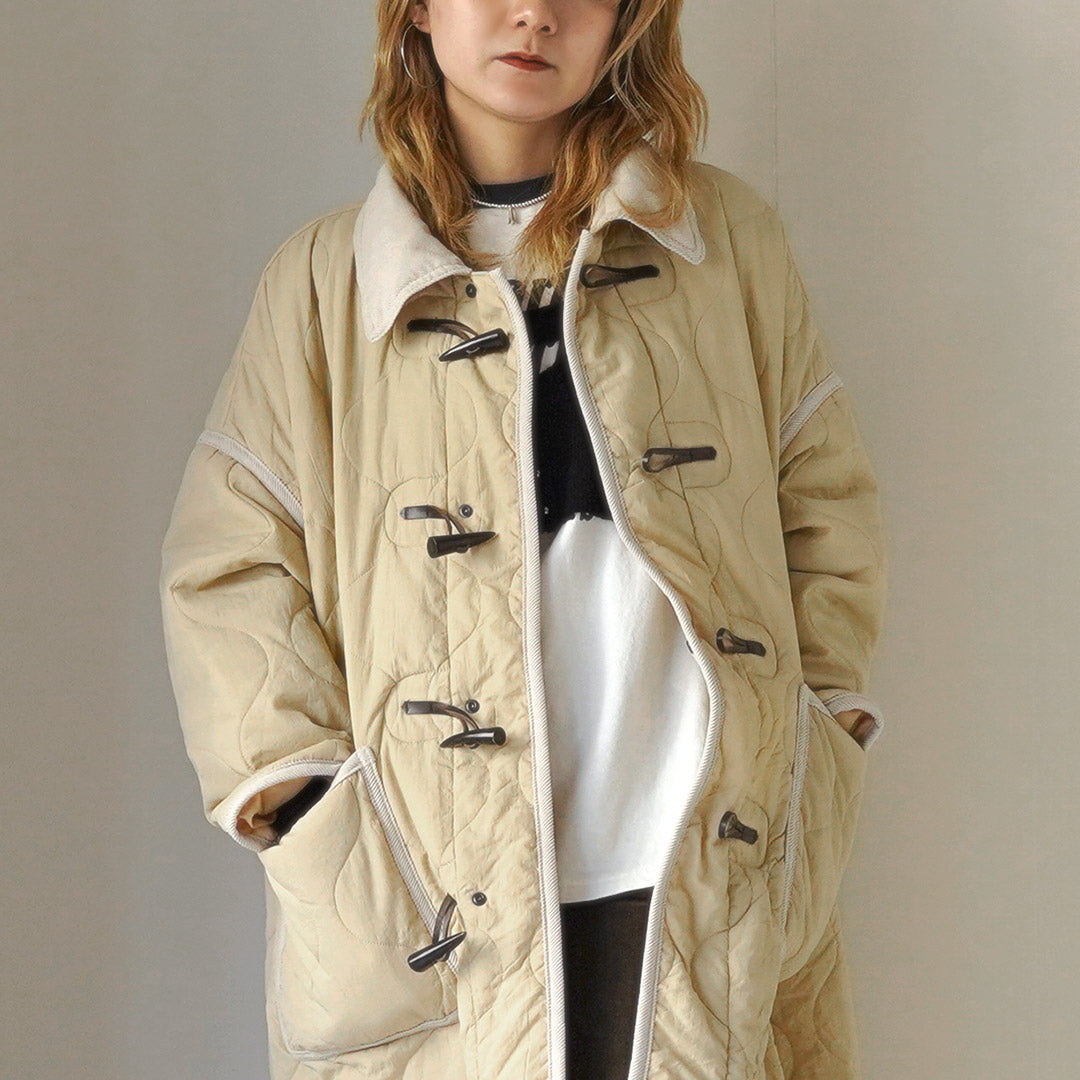 KHA:KI（カーキ） ミリタリー キルト ダッフルコート / レディース