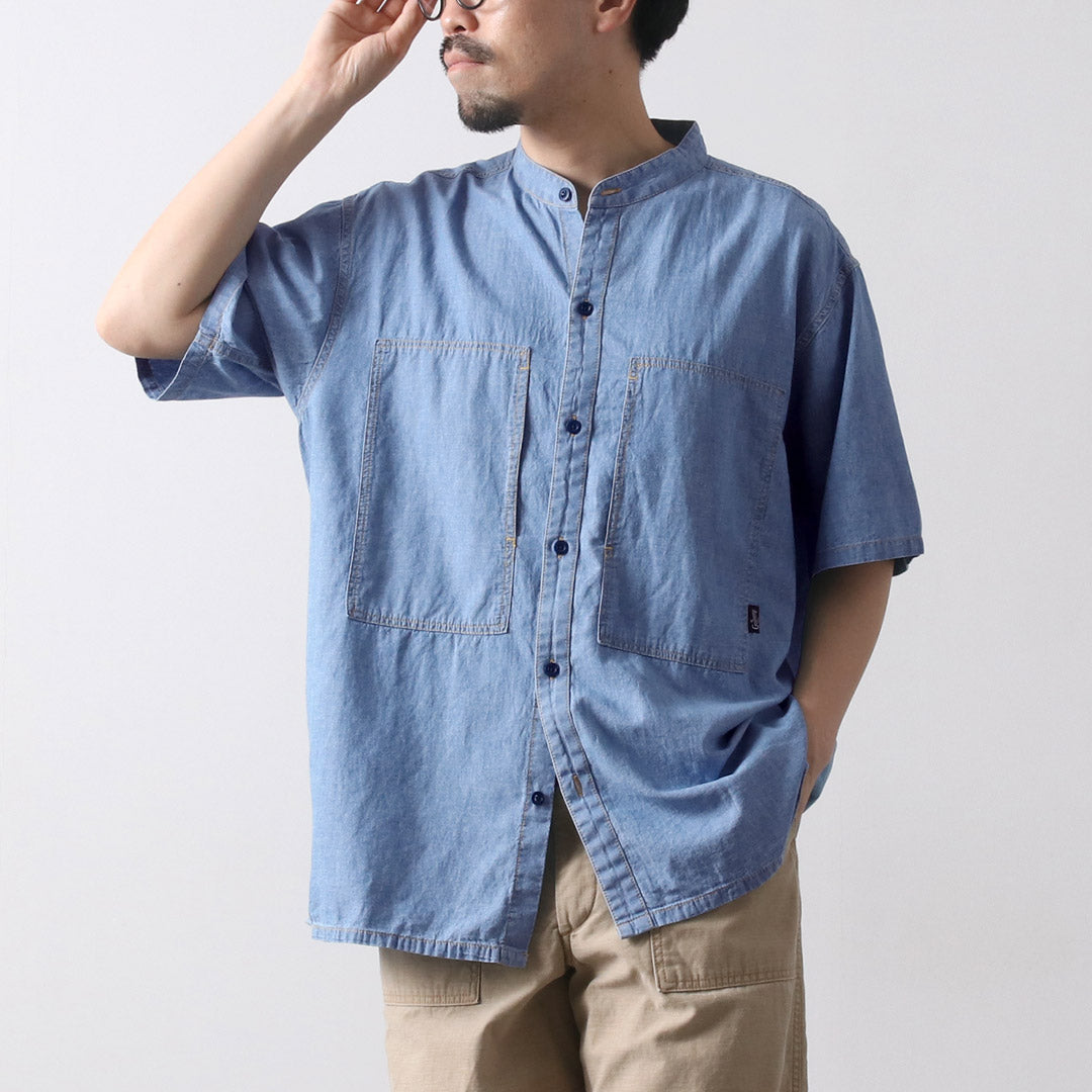 GOHEMP（ゴーヘンプ） ヘンプコットンシャンブレー ワーク ノーカラー