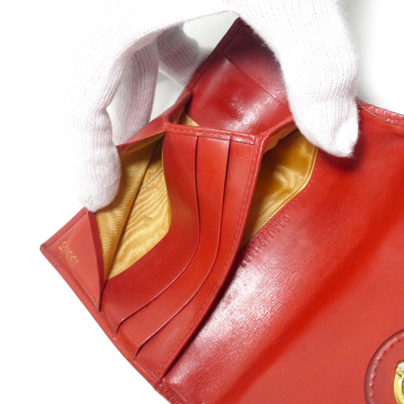 OLD Gucci 総革ホースシューがま口ミドル財布（赤） – Vintage Shop Rococo