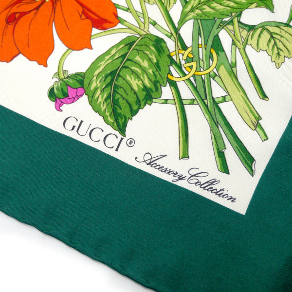 OLD Gucci フローラ 大判シルクスカーフ（緑系） – Vintage Shop Rococo