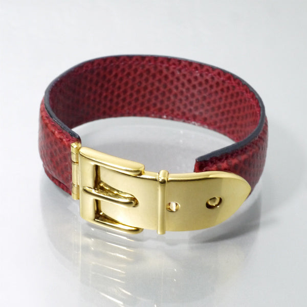 OLD Gucci ベルトモチーフ リザードレザーバングル （赤） – Vintage