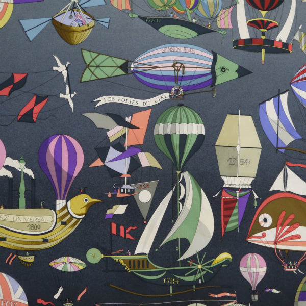 HERMES 大判カレ90スカーフ LES FOLIES DU CIEL（大空の狂気