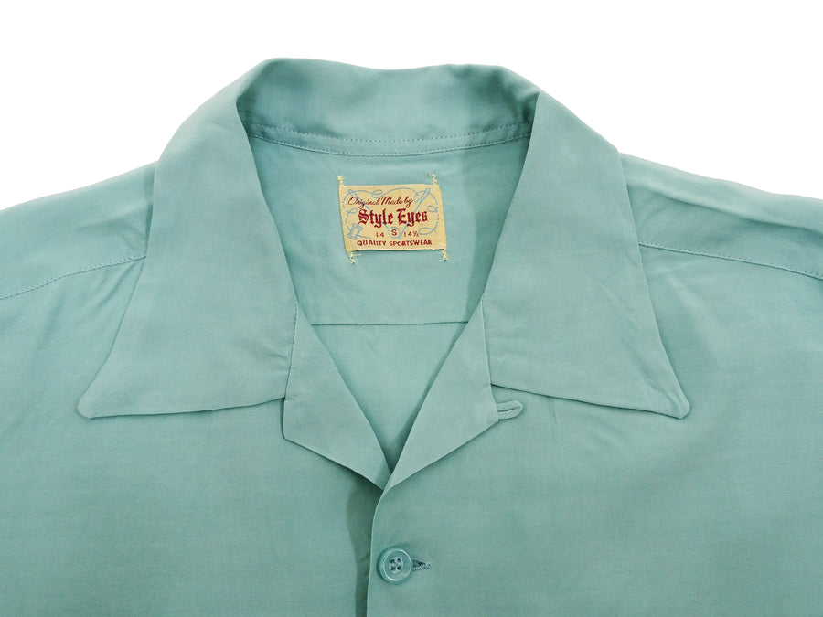 Style Eyes Plain Rayon Bowling Shirt Men's 1950s Style Short
