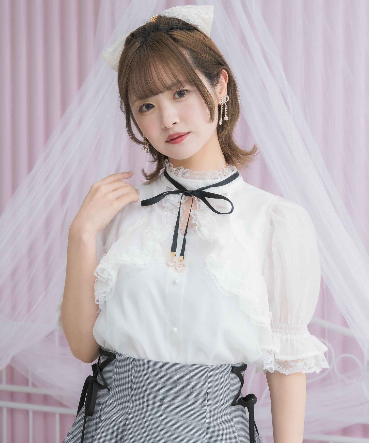 シアーチェックブラウス | Rlab store