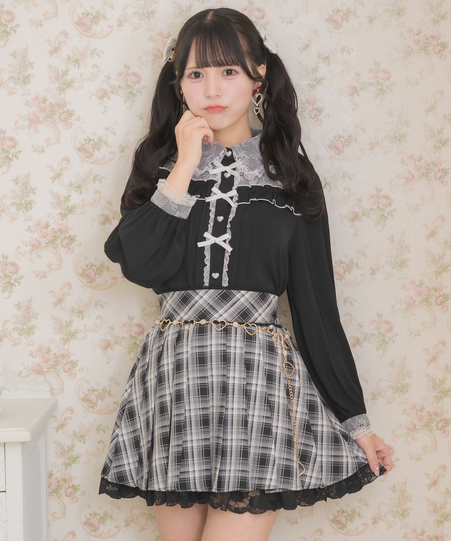 チェーン付きプリーツデザインスカート | Rlab store