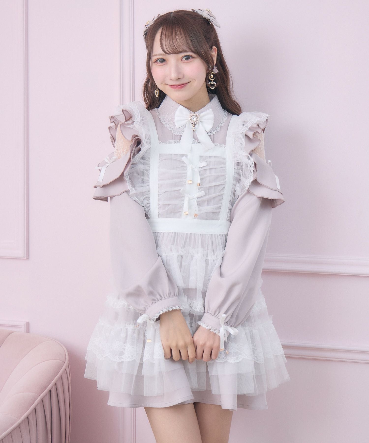 チュールエプロン付きメイドワンピース | Rlab store