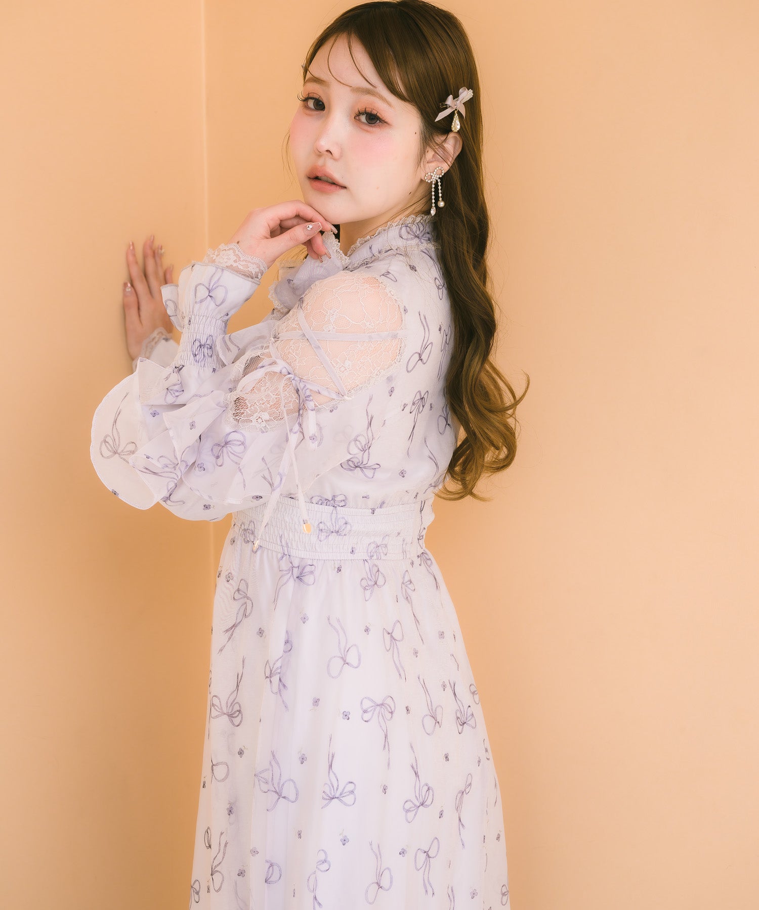 リボン柄シアーロングワンピース | Rlab store