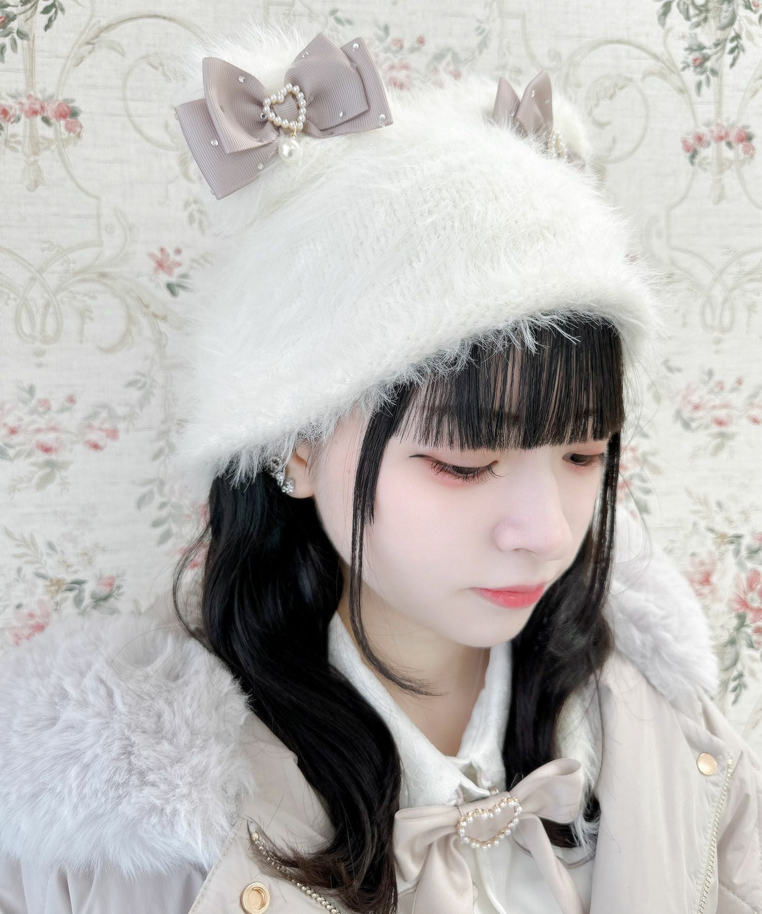 ビジュリボン付猫耳ニット帽 | Rlab store