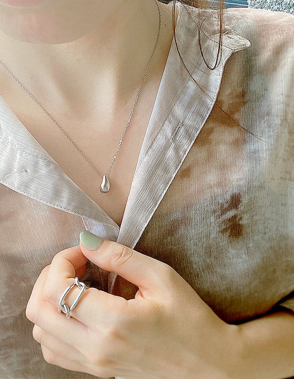 ドロップモチーフネックレス シルバー925 – 金属アレルギー対応の