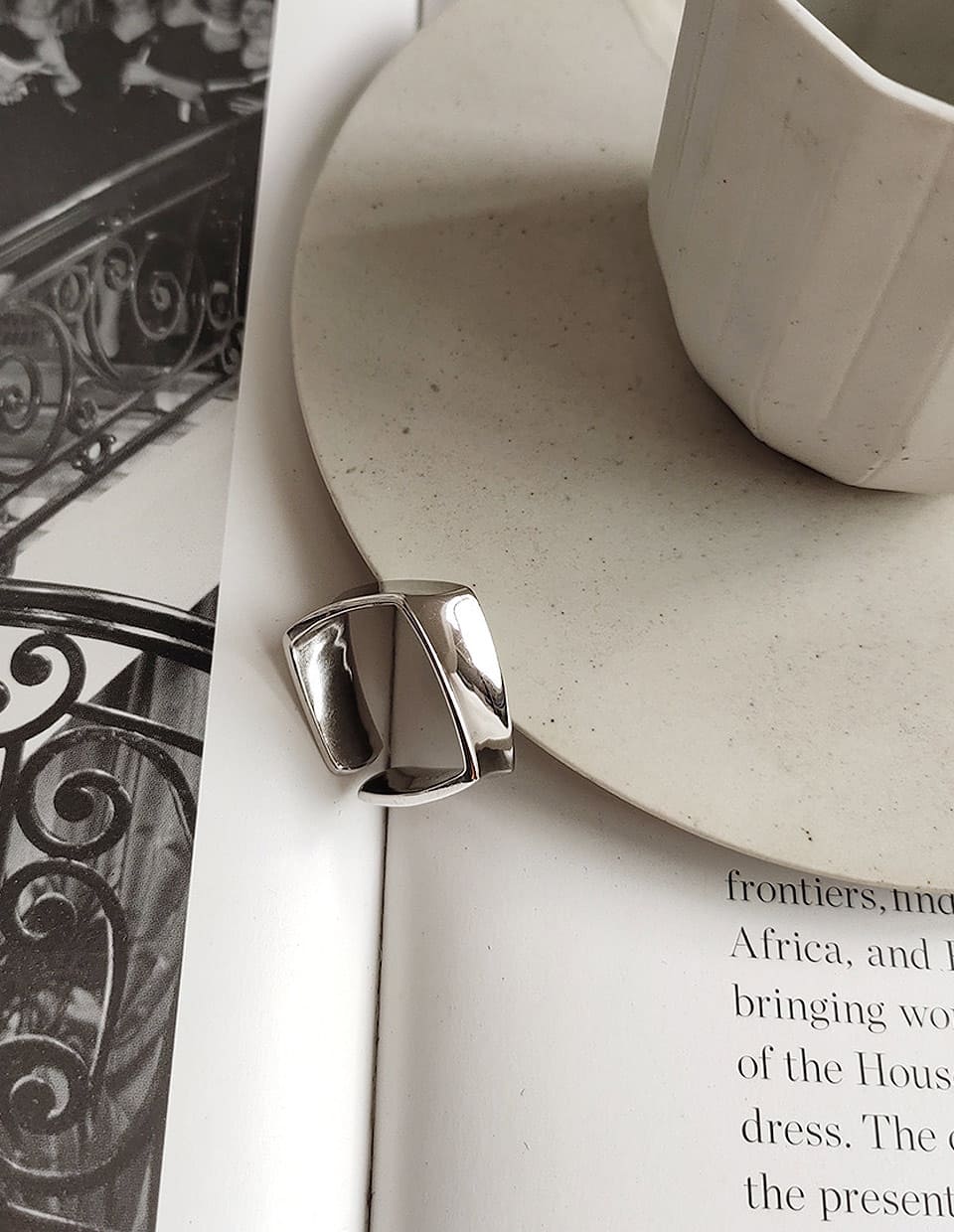 ブロックスクエアリング シルバー925 – 金属アレルギー対応の