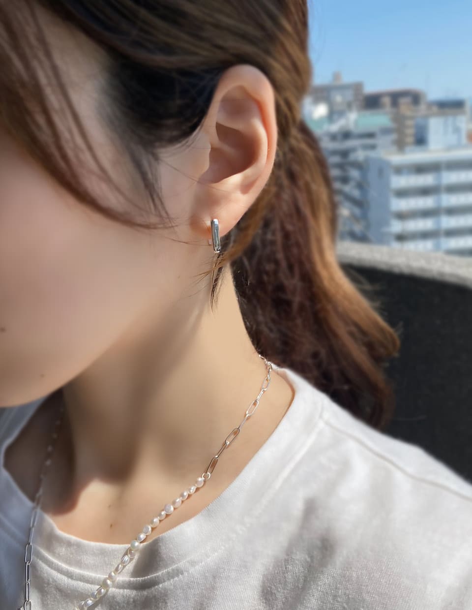 スクエアフープピアス シルバー925 – 金属アレルギー対応の