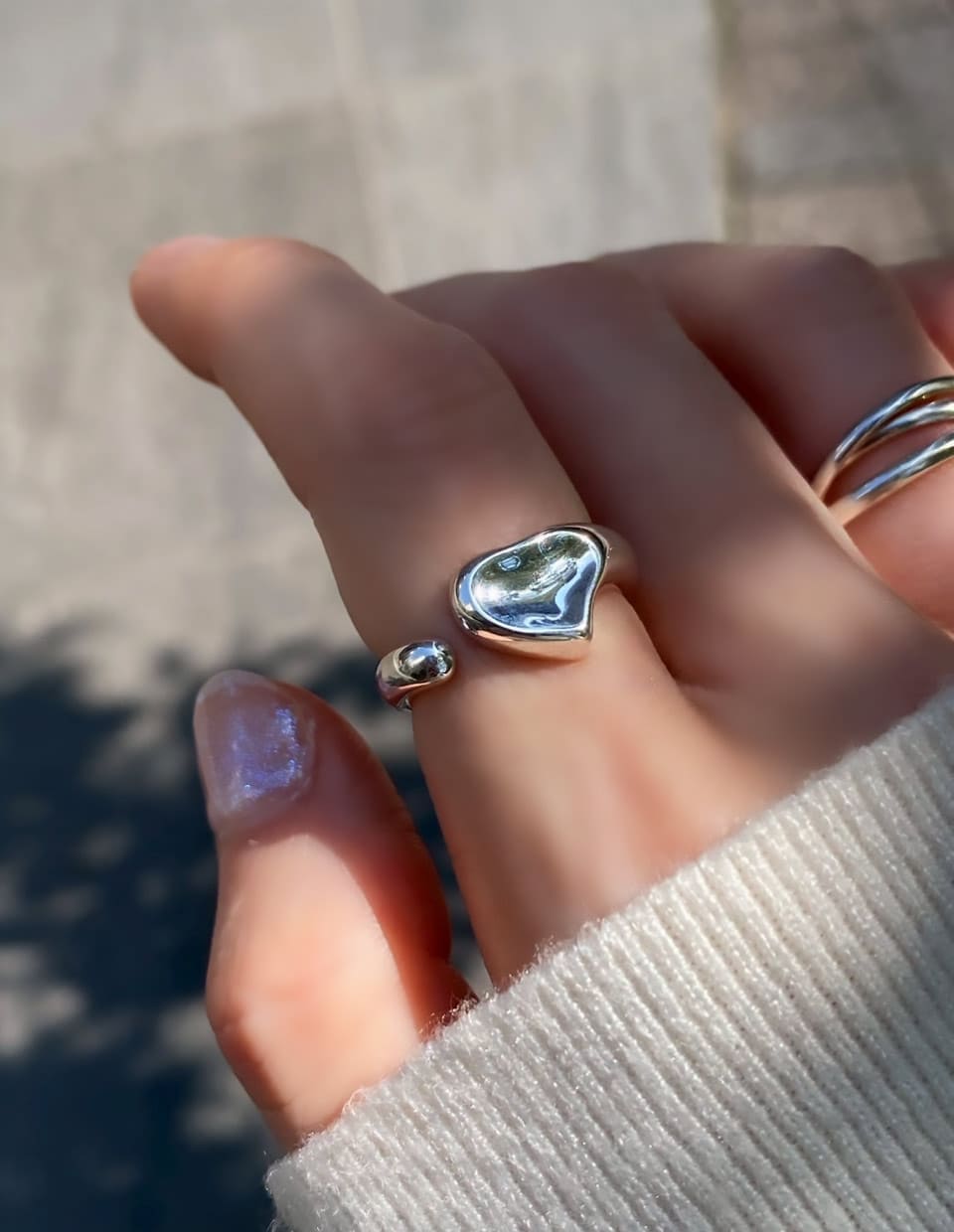 メロウハートオープンリング SV925 – 金属アレルギー対応の