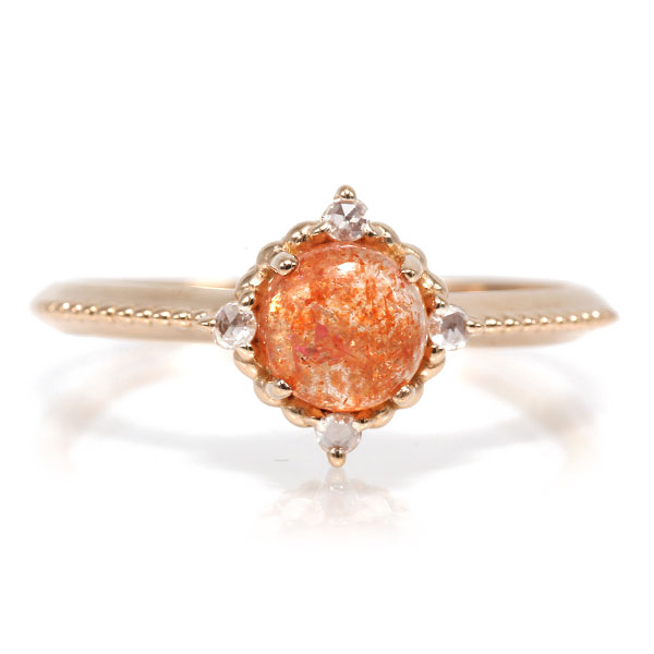 サンストーン ローズカットダイヤモンド リング ヴィクトリア PT900