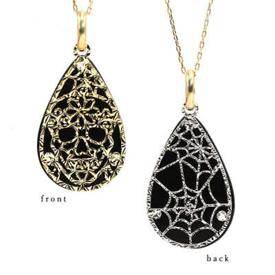 オニキス リバーシブル透かし模様 ティアドロップ ペンダントトップ