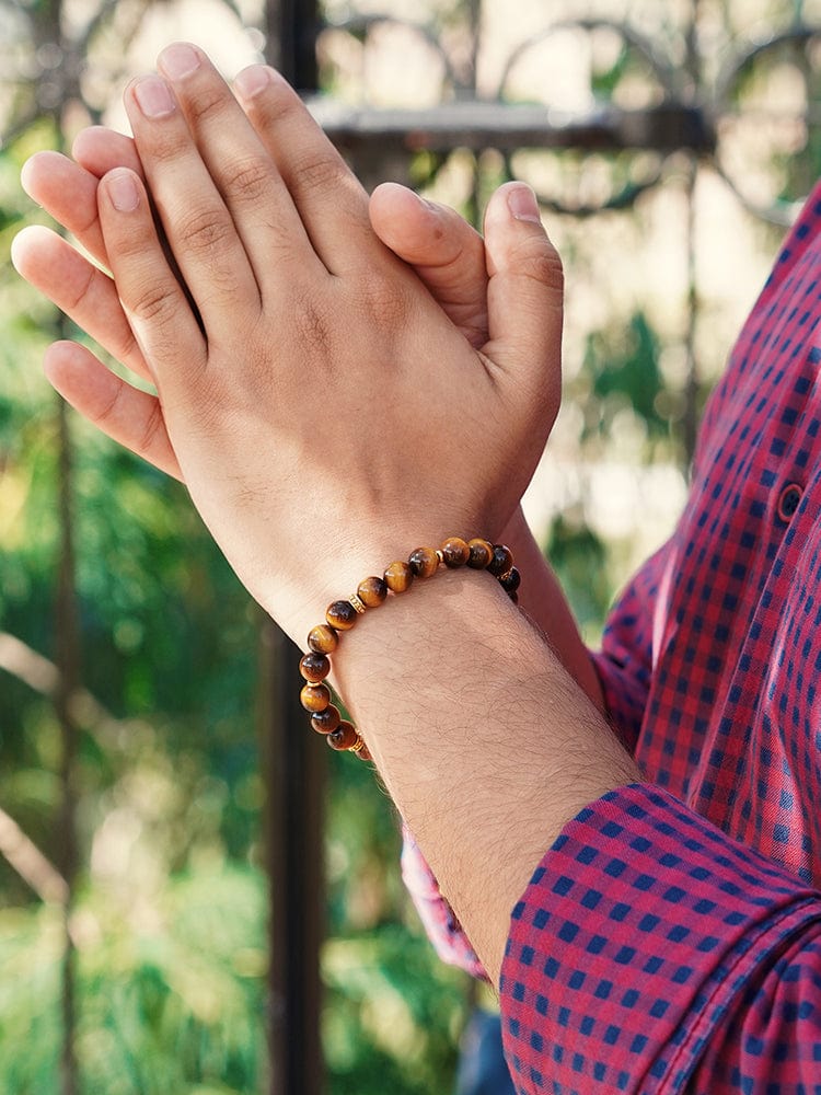 Mykonos Tiger Eye Beaded Bracelet for Men | RTZN