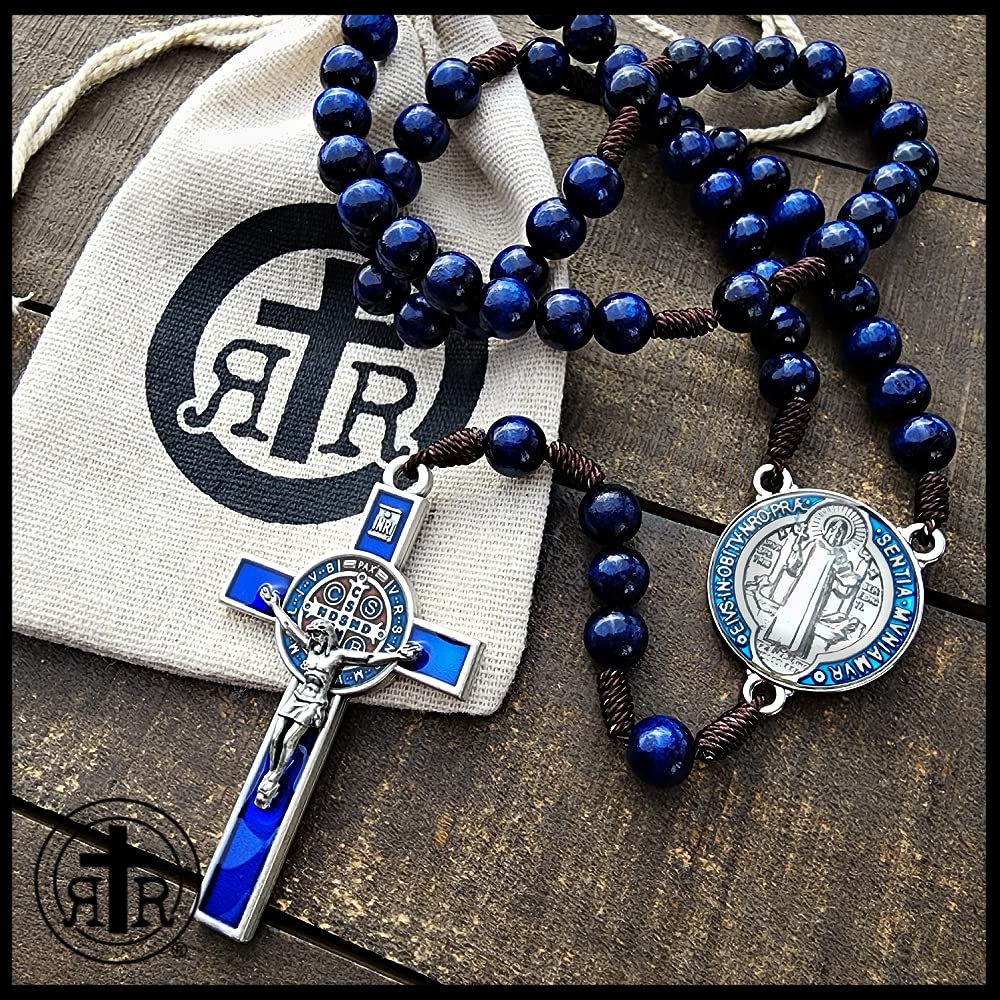 St Benedict Blue Wooden Rosary | Handmade with Heart - Rugged