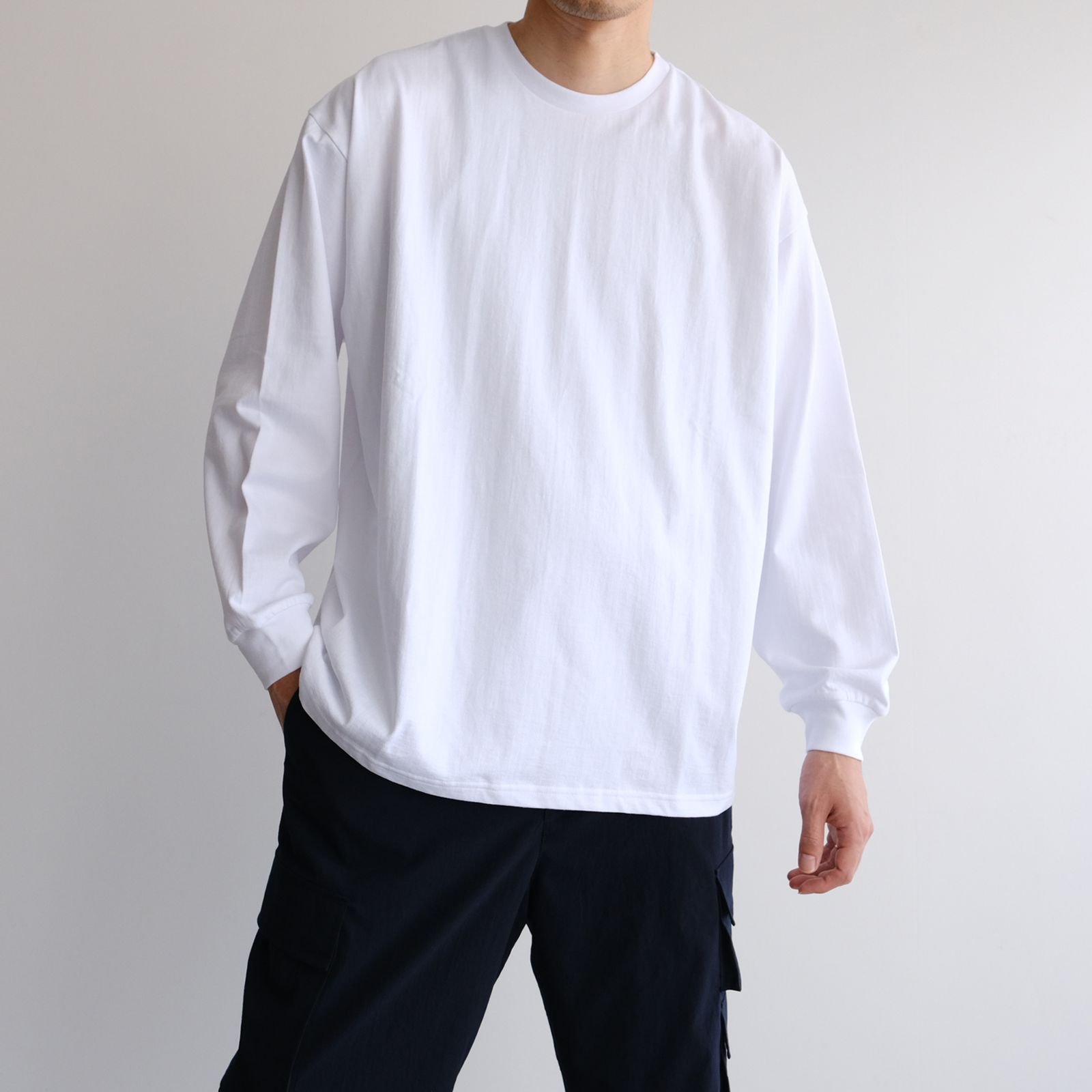Graphpaper - L/S Oversized Tee -Tシャツ-（White / ホワイト）GU254