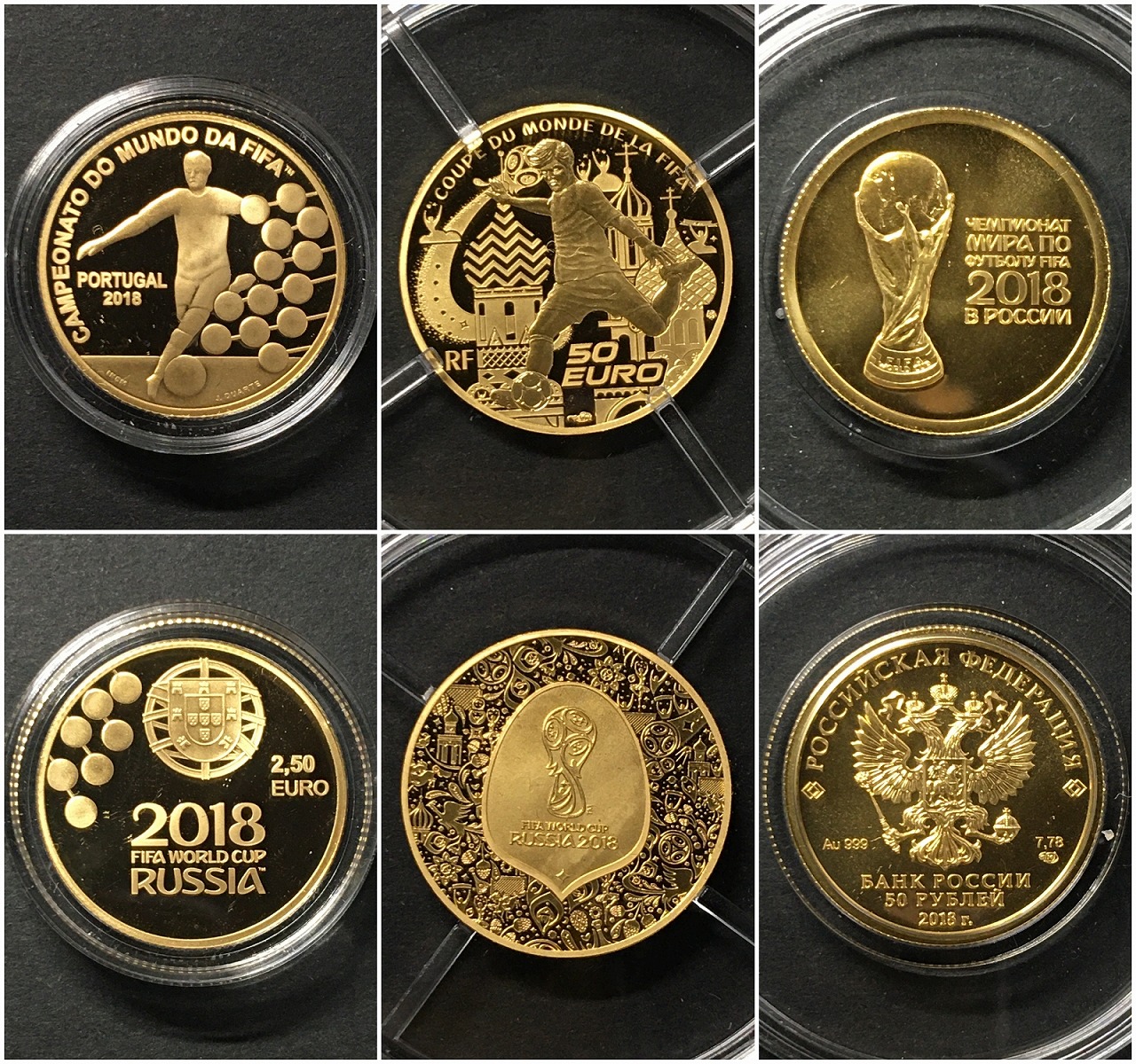 FIFAサッカーワールドカップ2018ロシア大会 記念金貨3枚セット/付属品