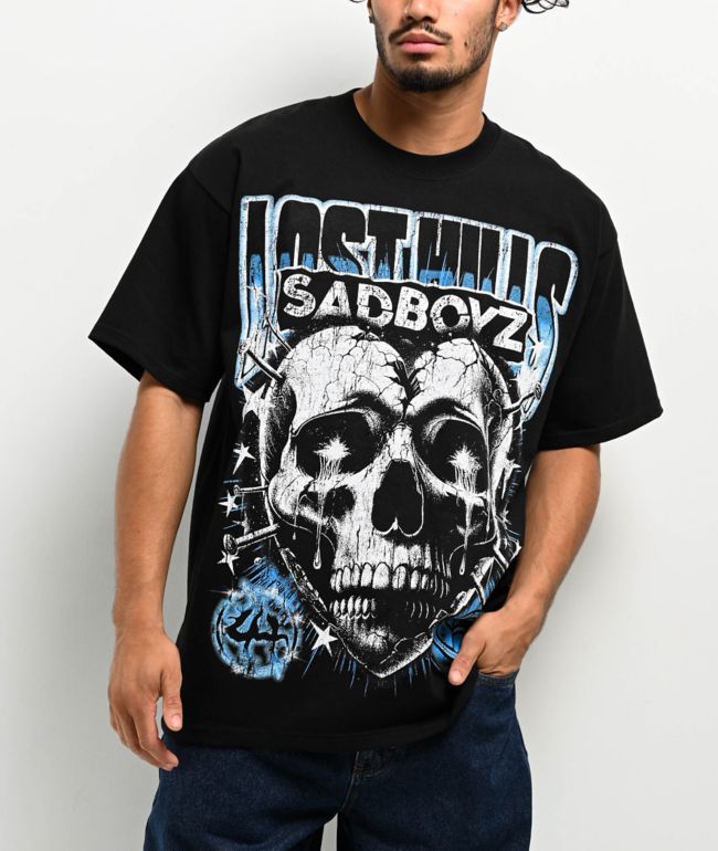 SAD BOYZ by Junior H X Lost Hills Skeleton Black T-Shirt | Zumiez