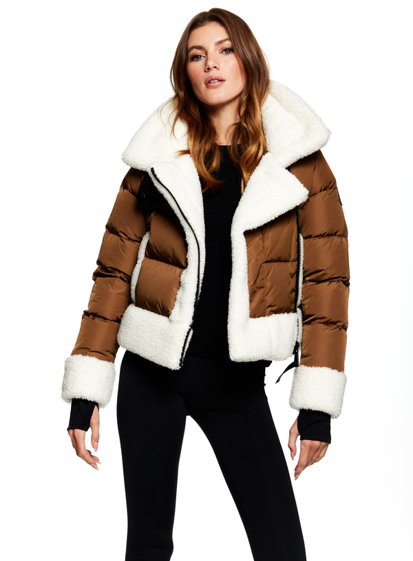 SAM new york womens down filled bennett puffer jacket with sherpa