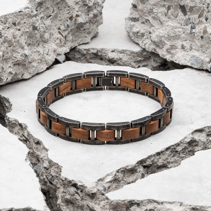 Distressed Stainless Steel Men's Link Bracelet | Samos Jewelry