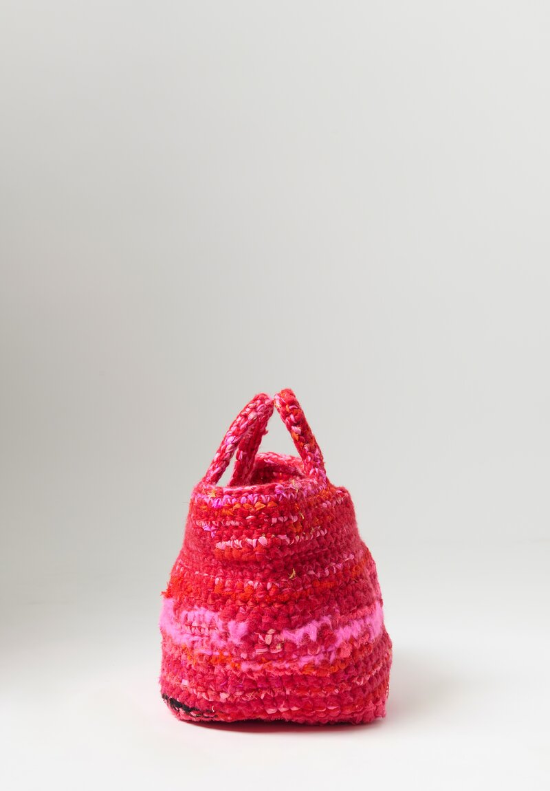 Daniela Gregis Wool Crochet Nota Bag in Pink and Red Multi | Santa