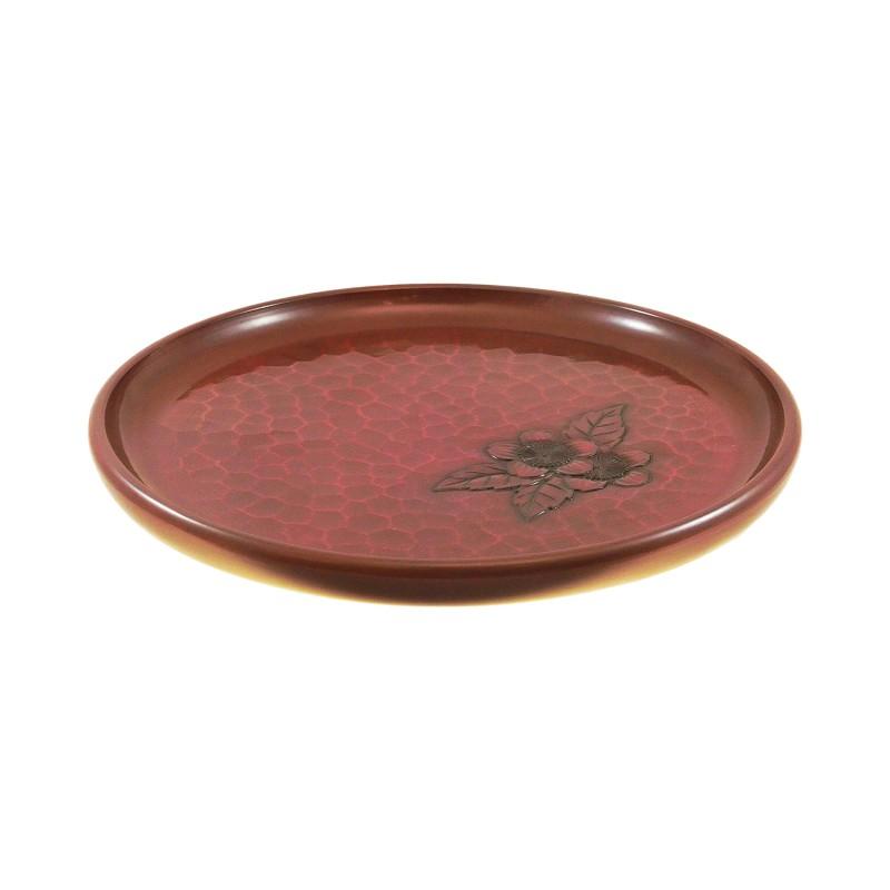 鎌倉彫　博古堂　大型　11寸　35.5㎝　柿モチーフ　丸皿・丸盆 鎌倉彫の丸盆9寸 一色朱 柿 | 鎌倉彫陽雅堂 公式オンラインショップ