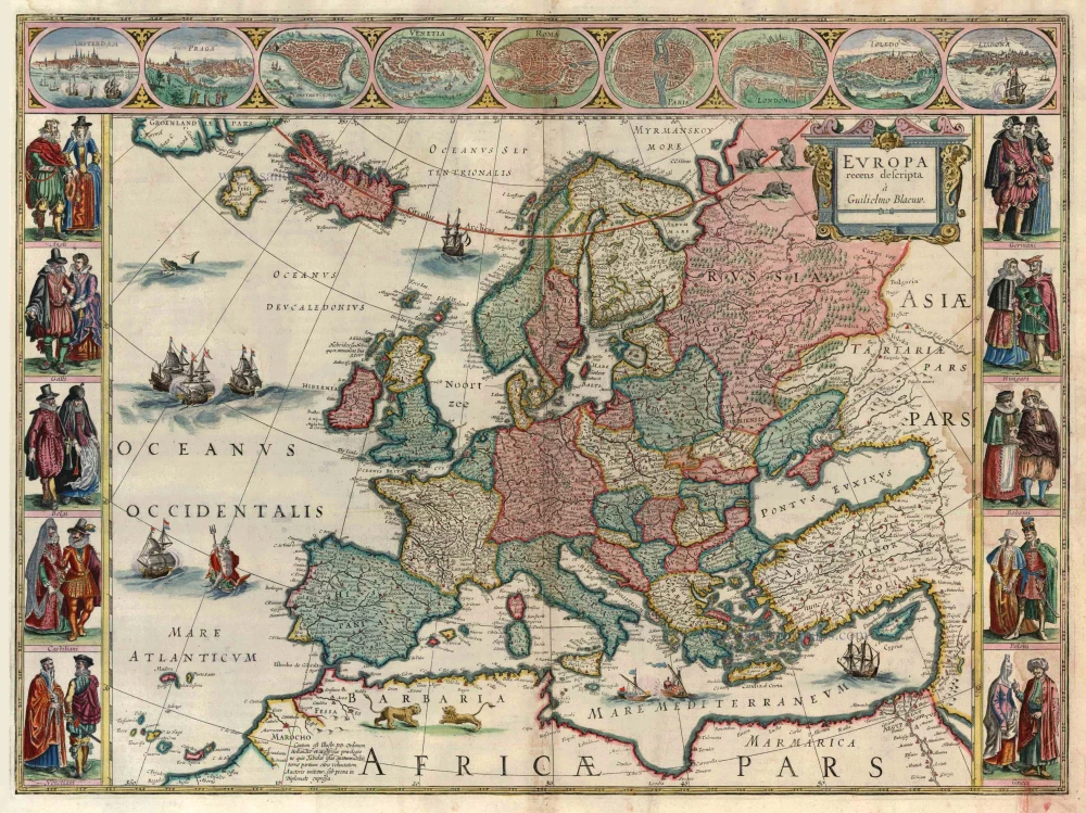 Antique map of Europe by W. Blaeu | Sanderus Antique Maps