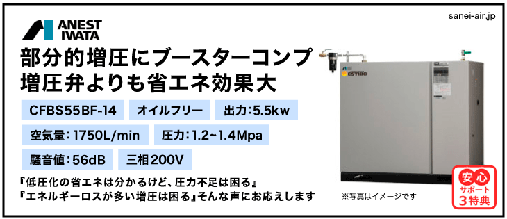 28%OFF】CFBS55BF-14|アネスト岩田・オイルフリーブースター5.5kw(7.5