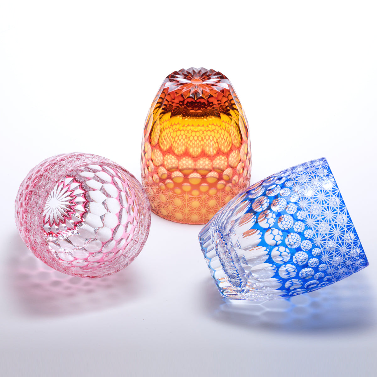 M-404 万華鏡菊繋ぎに玉重文様 タンブラー – 硝子工房 彩鳳