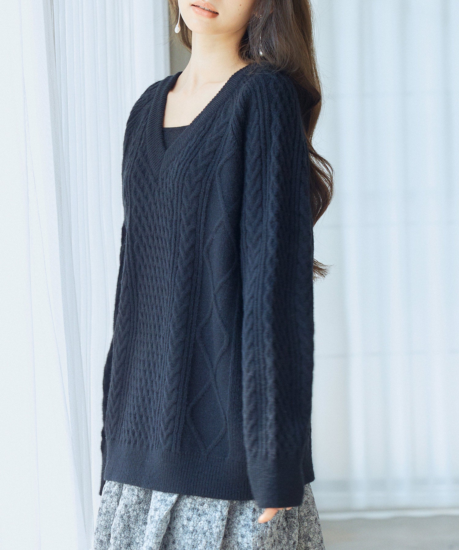 3wayケーブル編みカーディガンsdp8048 ブラック – [公式]SAISON DE