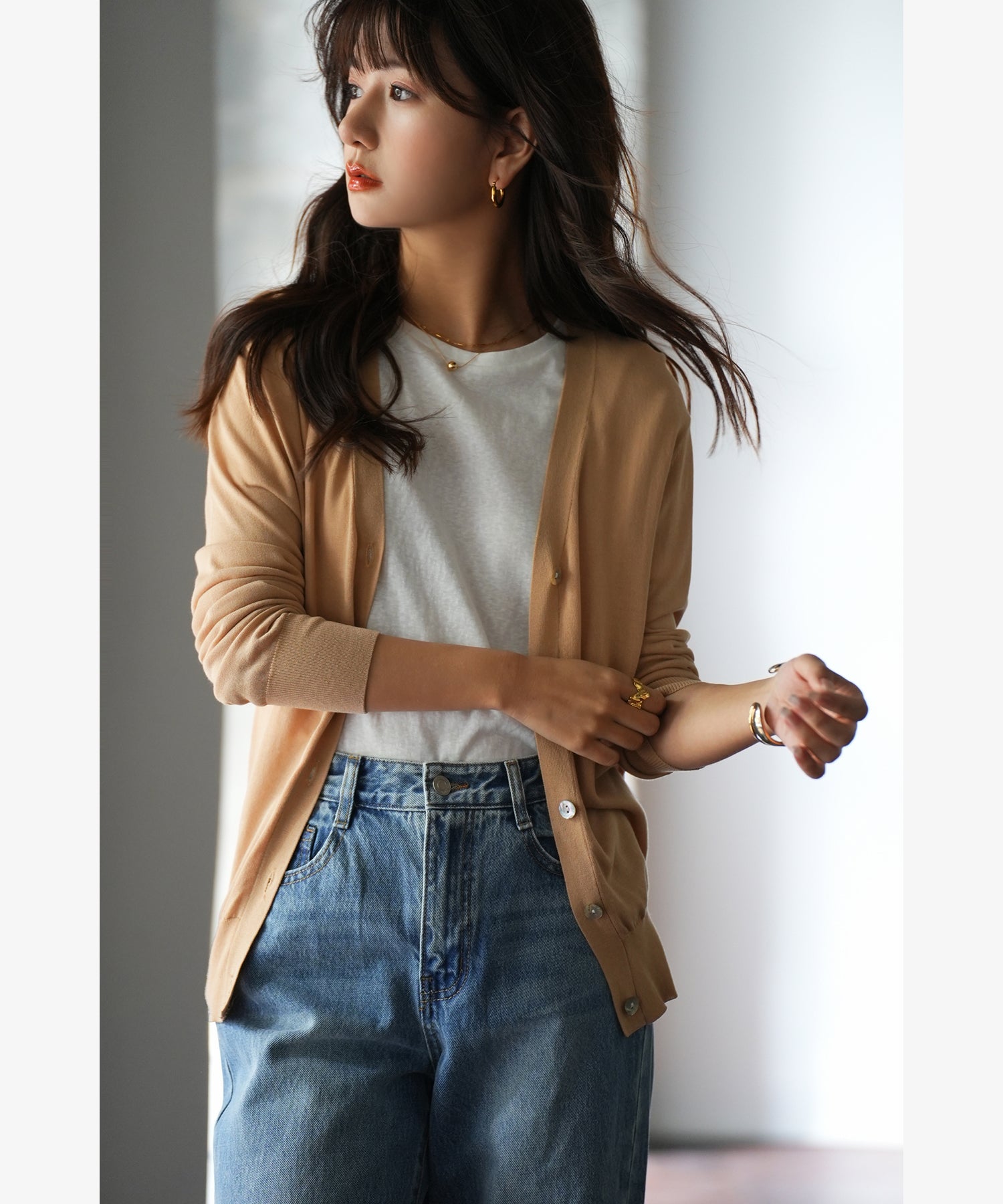 サマーニットVネックカーディガンxyf2080 キャメル – [公式]SAISON DE