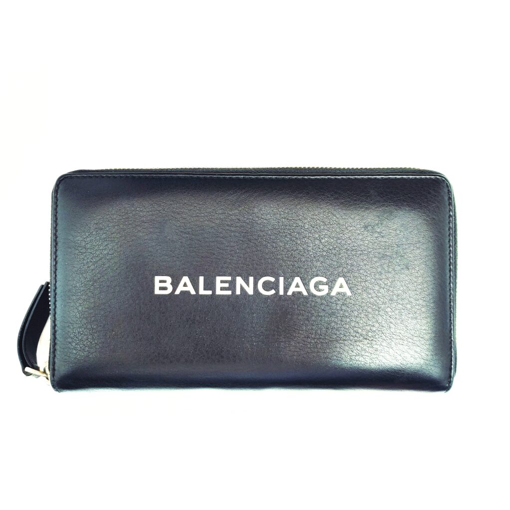 BALENCIAGA バレンシアガ ラウンドファスナー財布 カーフ 黒 490625の