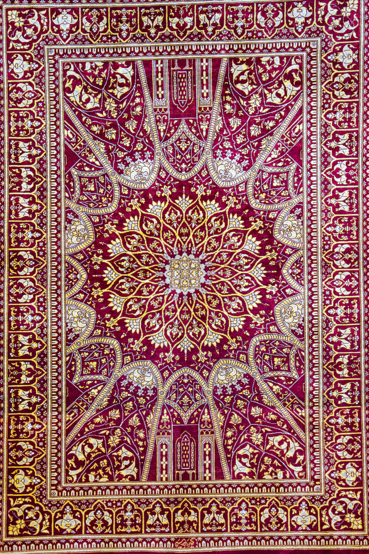 ペルシャ絨毯 クム産 カレキ工房 シルク 約80cm x 117cm｜SATHI RUGS